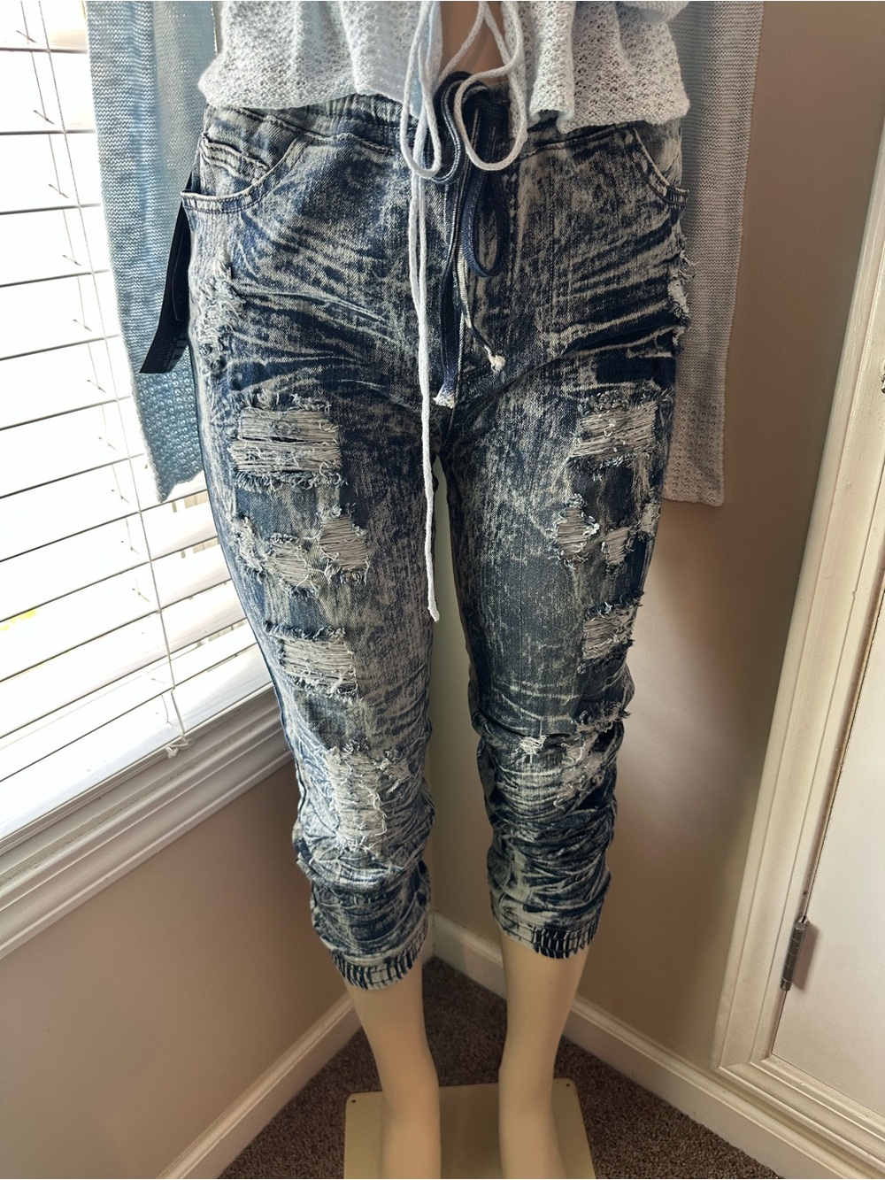 THRILL Distressed Denim Joggers